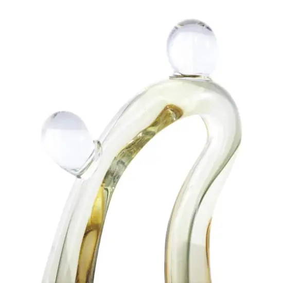 15" Orange Ombre Abstract Curved Glass Sculpture {4}