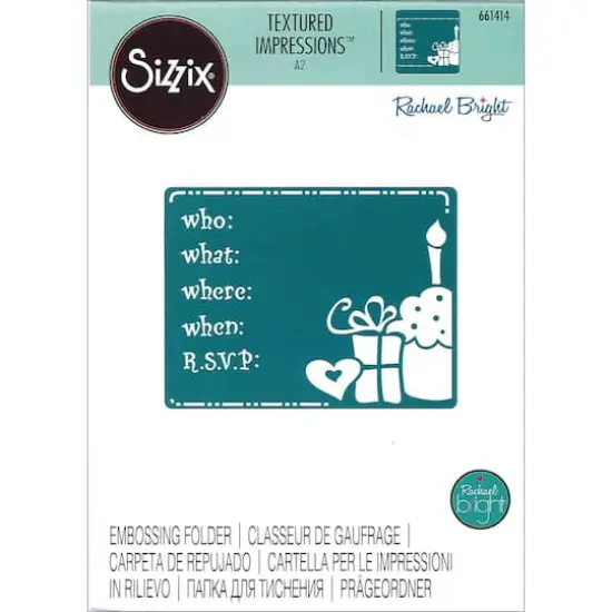 Sizzix&reg; Rachael Bright Textured Impressions&trade; Birthday Invitation Embossing Folder {1}