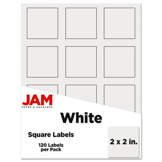JAM Paper 2" x 2" Square Product & Container Labels, 120ct. White {1}