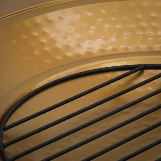 33" Hammered Copper Fire Pit with Stand & Screen {4}