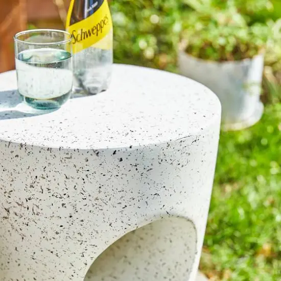 Glitzhome&reg; 18" Multi-Functional White Terrazzo Garden Stool {8}