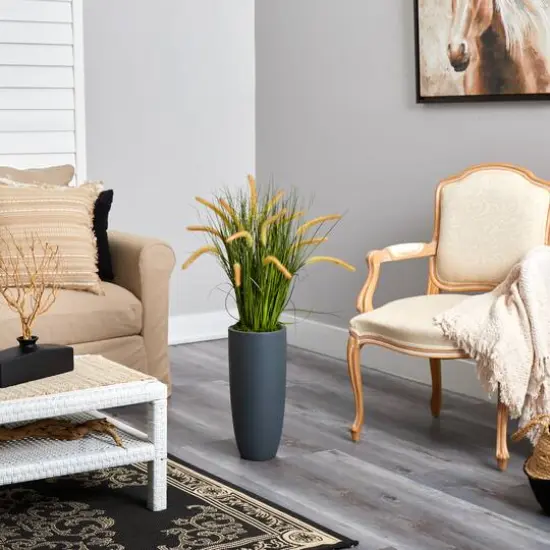 3ft. Onion Grass Plant in Gray Planter {5}