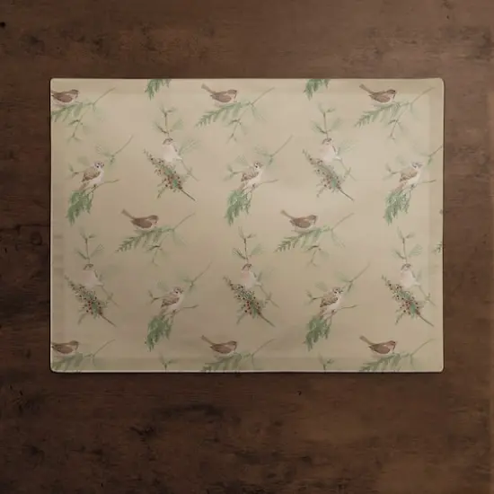 Pine Birds on Brown Cotton Twill Placemat {3}
