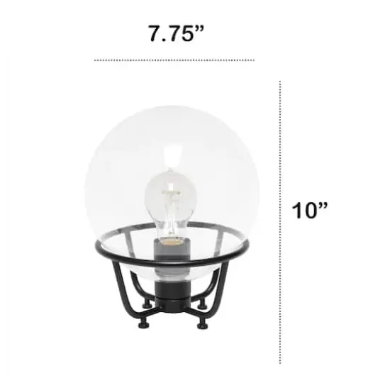 Lalia Home 10" Old World Globe Glass Table Lamp Matte Black {4}