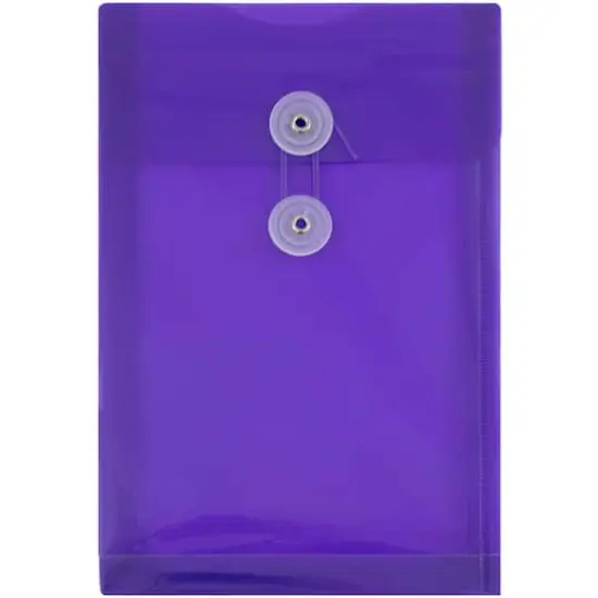 JAM Paper 6.25" x 9.25" Button & String Tie Closure Plastic Envelopes, 12ct. Purple {1}
