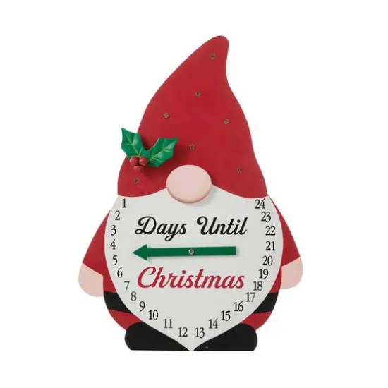 Glitzhome&reg; 15'' Lighted Wooden Christmas Gnome Countdown Calendar {6}
