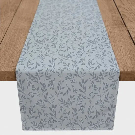 Delicate Floral Cotton Twill Runner Blue {1}