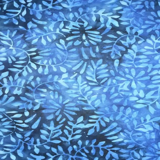 Feldman Batik Navy Royal Stamp Clover Petal Cotton Fabric {4}