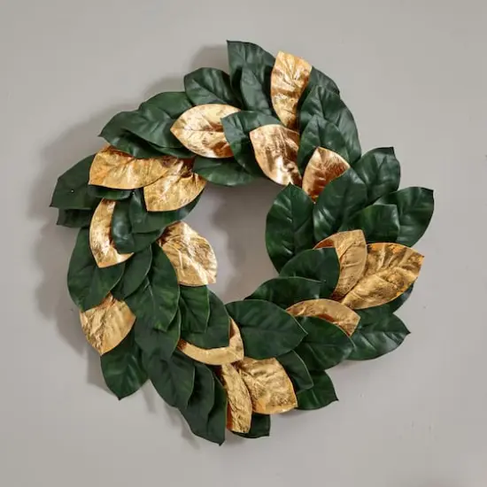 22" Green & Golden Leaf Magnolia Wreath {6}