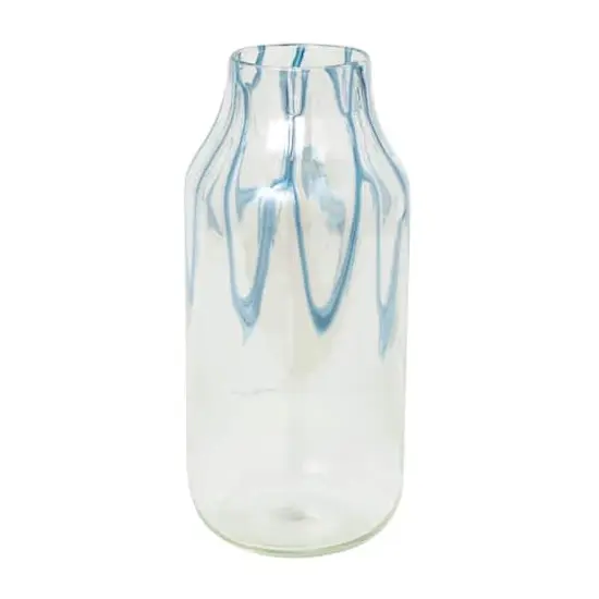 17" Clear Vase with Wavy Blue Design {1}