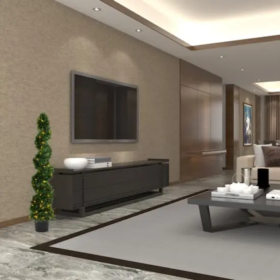 5ft. Pre-Lit Potted Cedar Spiral Topiary Tree {5}