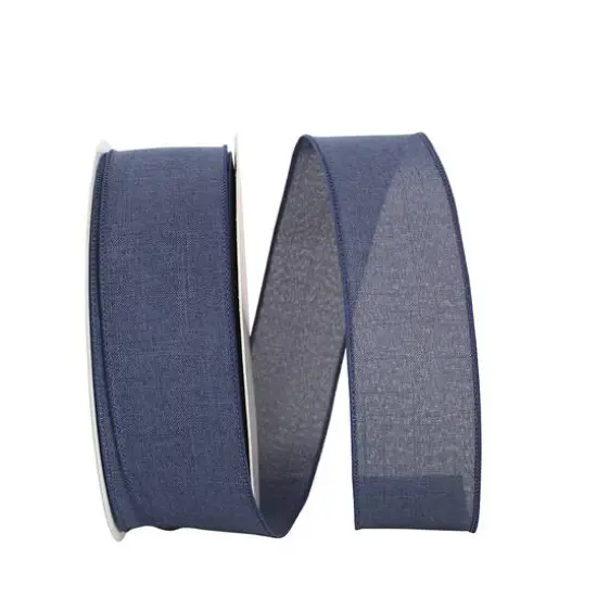 Reliant 2.5" x 50yd. Linen Wired Ribbon Denim {1}