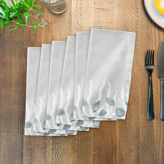 Shell & Coral Border Cotton Twill Napkin Blue/White/Blue {4}