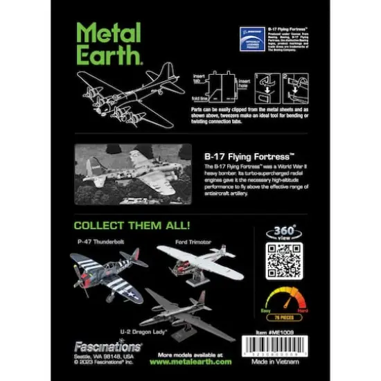 Metal Earth&reg; B-17 Flying Fortress&trade; Steel Model Kit {16}
