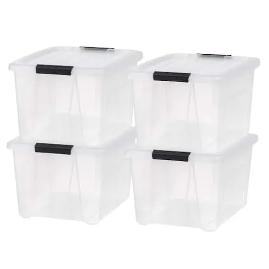 IRIS&reg; 32qt. Buckled Clear Boxes with Clear Buckle Lids, 4ct. {1}
