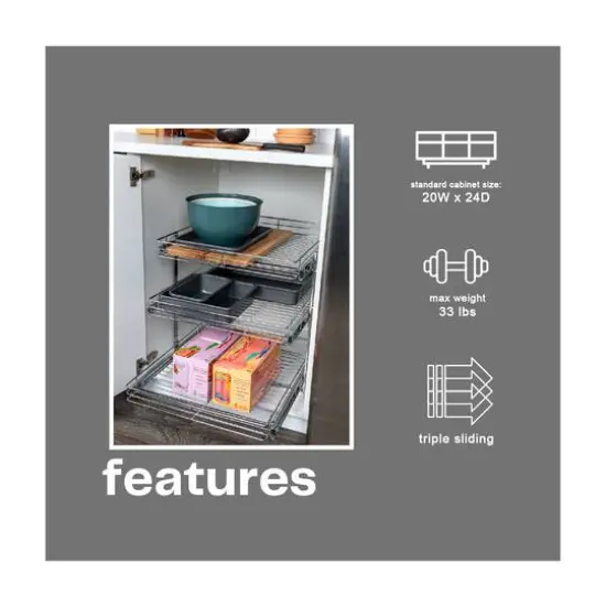 Household Essentials Glidez Chrome-Plated Steel Triple-Sliding Storage Organizer {7}