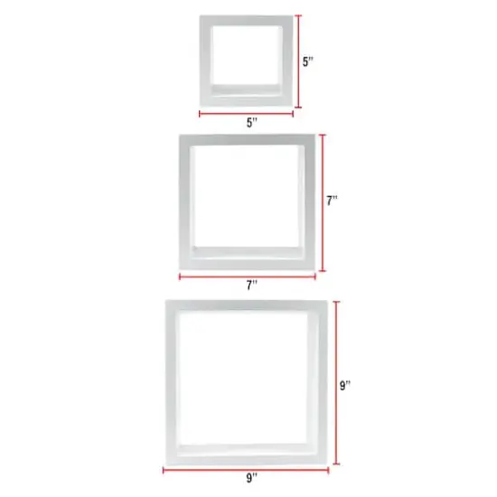Sorbus Floating Square Shelf Set White {6}