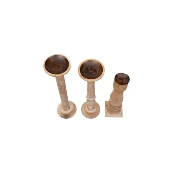 Hello Honey&reg; Ivory Wood Candle Holders Set {4}