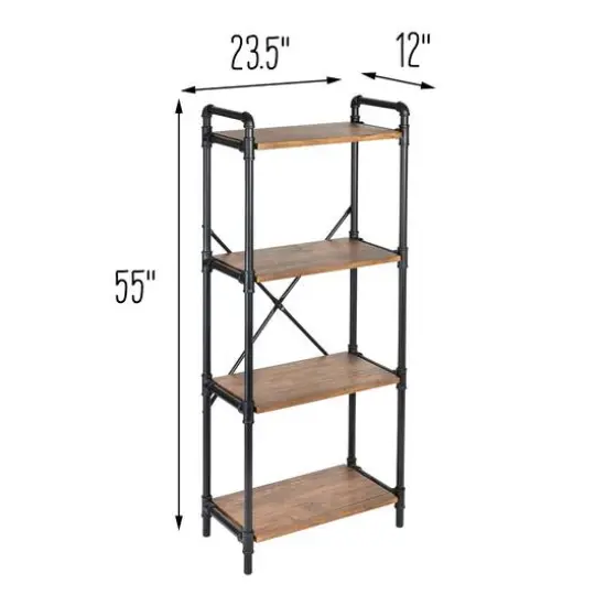 Honey Can Do Black 4-Tier Industrial Bookshelf {7}