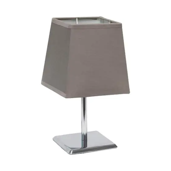 Simple Designs™ 9.5" Mini Chrome Table Lamp with Squared Empire Shade Gray {1}