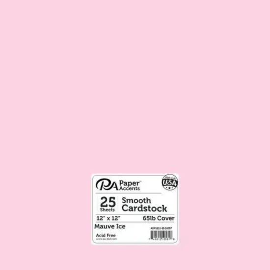 PA Paper™ Accents 12" x 12" 65lb. Smooth Cardstock, 25 Sheets Mauve Ice {1}