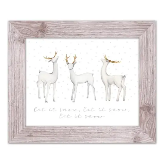 Designs Direct 14" x 11" Snow Reindeers Western White Framed Print {1}