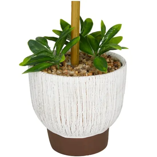 2ft. Green Boxwood Ball Topiary Faux Foliage with White Cement Pot {4}