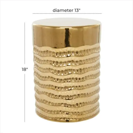 18" Gold Stoneware Glam Accent Table {6}
