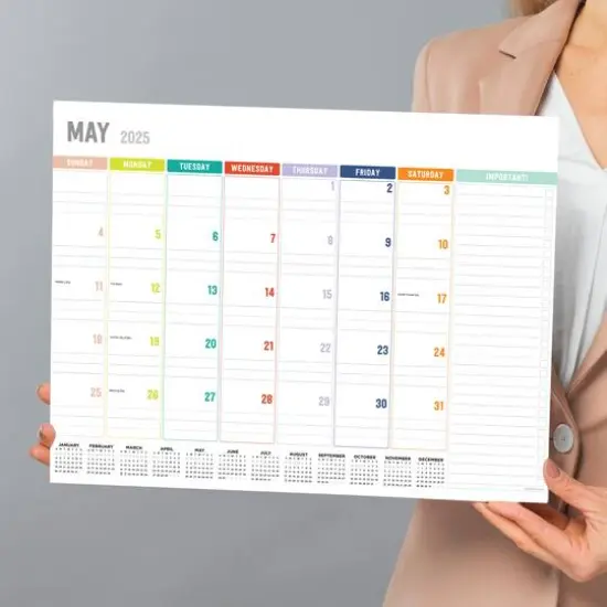 TF Publishing Medium 2025 Rainbow Blocks Monthly Blotter Desk Pad Calendar {3}