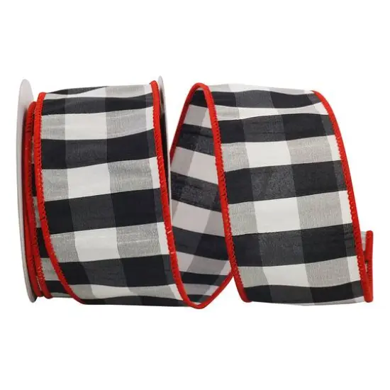 Reliant 2.5" x 10yd. Red Edged Grand Gingham Wired Ribbon {1}