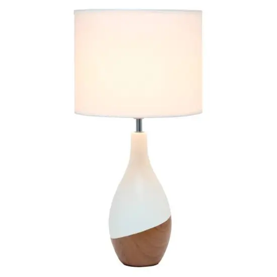 Simple Designs Strikers Basic Table Lamp Off White/Dark Wood {3}