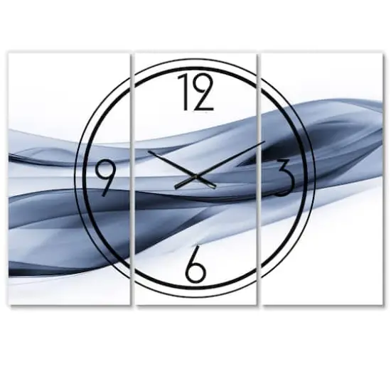 Designart Glittering Light Blue Pattern Modern 3 Panel Wall Clock {1}