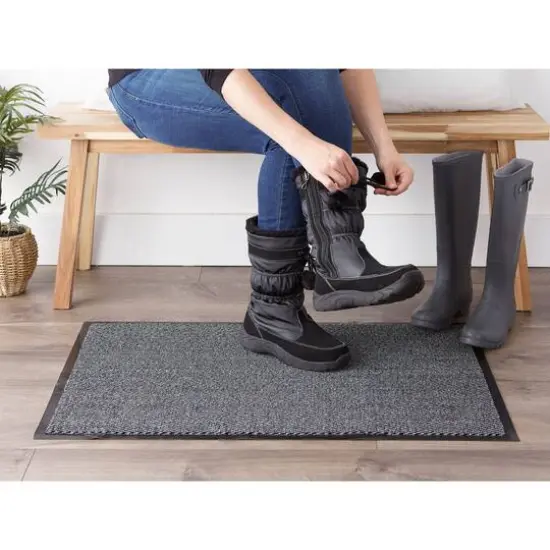 DII&reg; Gray & Black Walk Off Utility Runner Doormat, 24" x 36" {7}