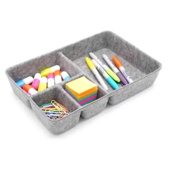 Welaxy 2 Piece Felt 4 Compartment Drawer Organizer Trays Gray {7}