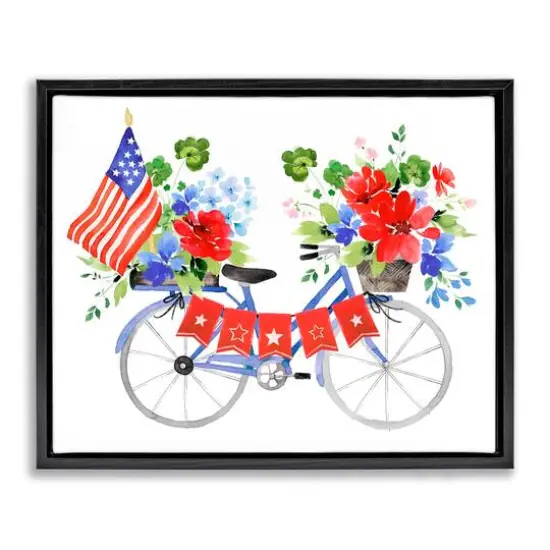 Stupell Industries Floral Americana Bicycle Floater Framed Art Black {1}