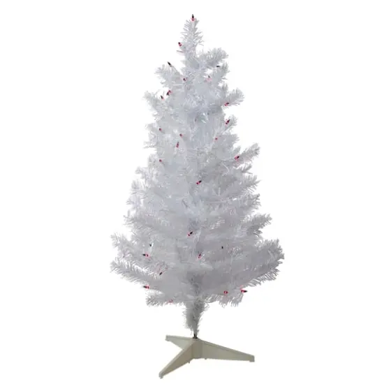 3ft. Pre-Lit White Iridescent Pine Artificial Christmas Tree, Purple Lights {1}