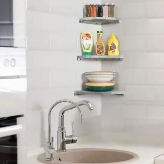 Olive Green Floating Corner Wall Shelf Set {6}