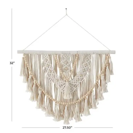 White Fabric Bohemian Wall Decor, 28" x 1" x 32" {6}