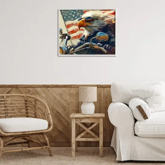 Stupell Industries Patriotic Bald Eagle Framed Giclee Art White {3}