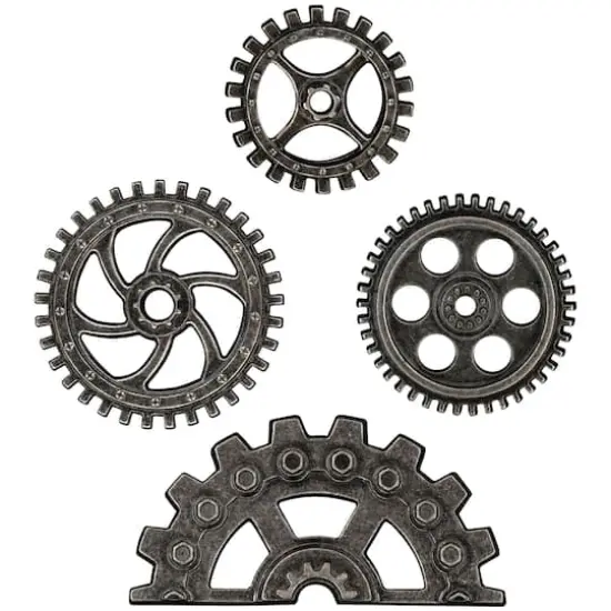 Idea-Ology Metal Industrial Gears 1.5" To 3" 4/Pkg-Antique Nickel {3}