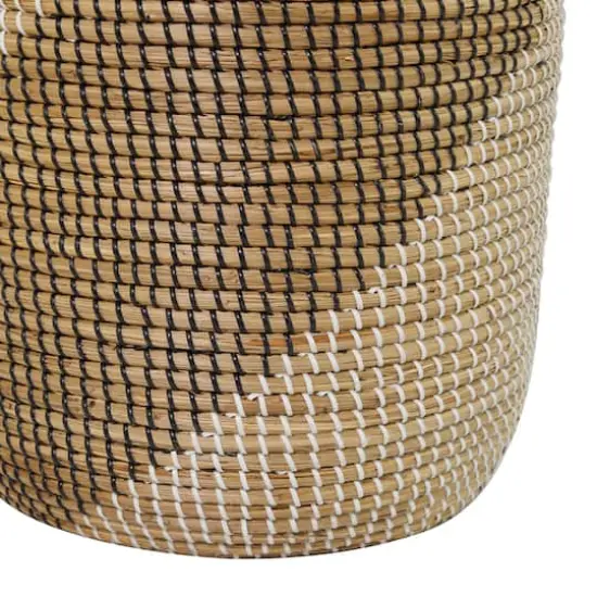 Brown Sea Grass Contemporary Storage Basket Set with Lids {6}