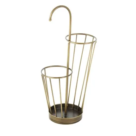 27" Metal Umbrella Stand with Handle Gold {7}