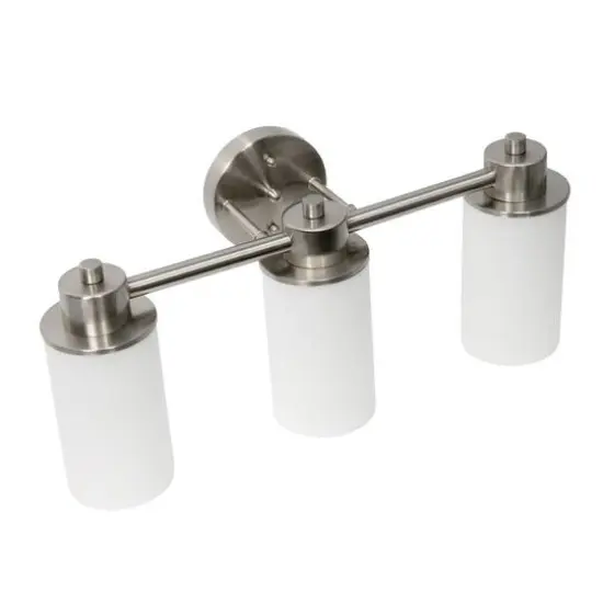 Lalia Home Essentix 3-Light White Shade Vanity Brushed Nickel {11}