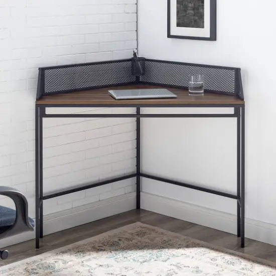 Walker Edison 42" Dark Walnut Industrial Corner Desk {5}
