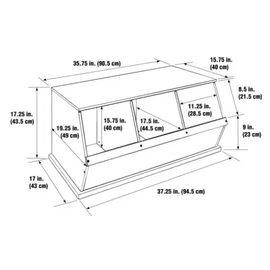 Badger Basket 3 Bin Stackable Storage Cubby White {7}