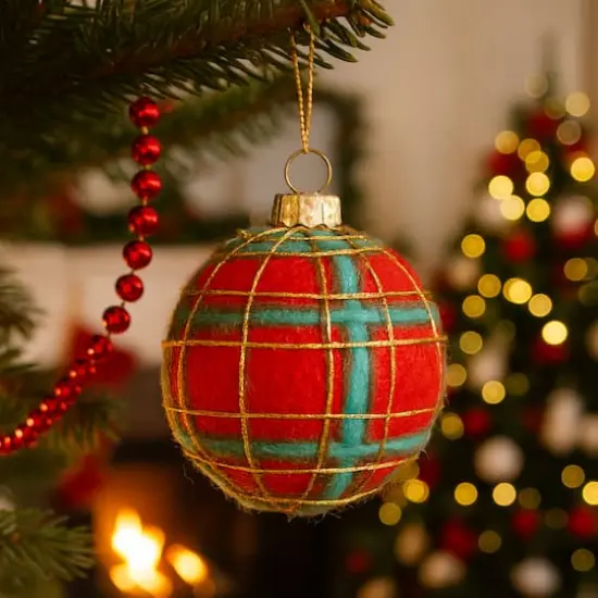 Christmas Peppermint Plaid Ball Ornament Felting Kit by Loops & Threads&reg; {3}