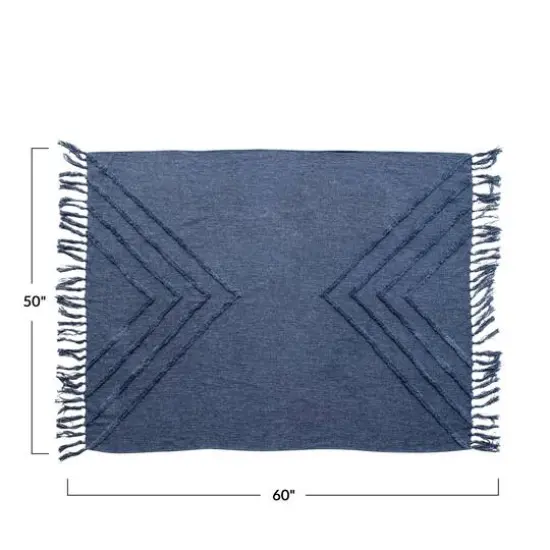 Hello Honey® Blue Tufted Chevron Cotton Blend Throw with Tassels {5}
