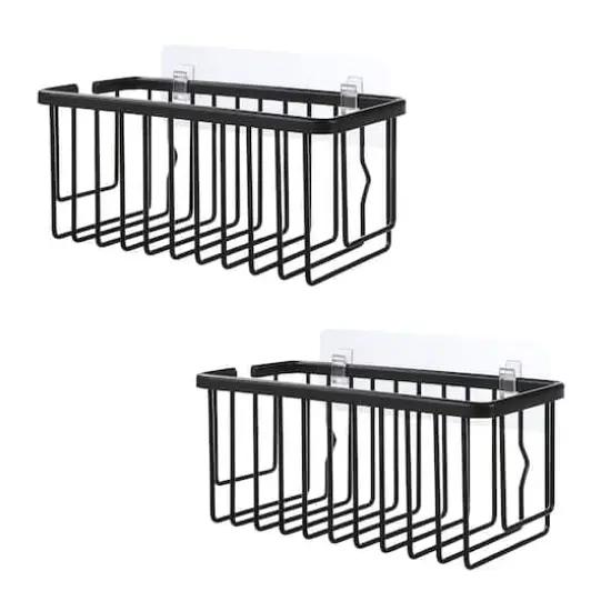 10" SunnyPoint Aluminum Rectangle Basket, 2ct. Black {1}