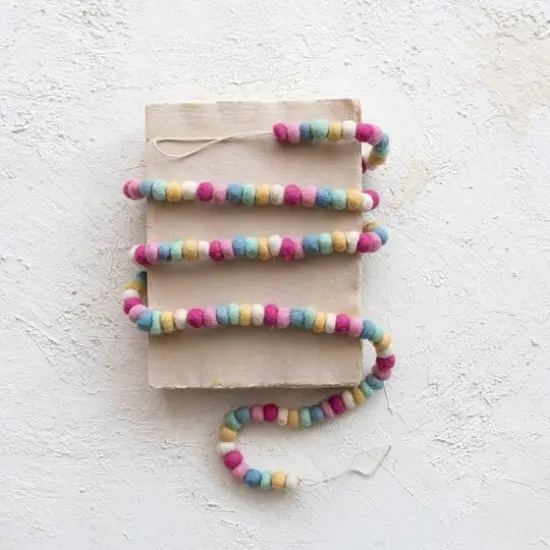 Hello Honey&reg; 6ft. Handmade Wool Felt Ball Garland Multicolor {3}
