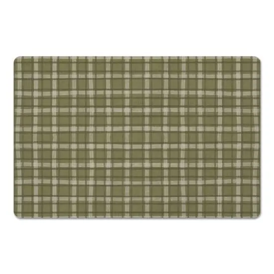 Green Multi Plaid Floor Mat {1}